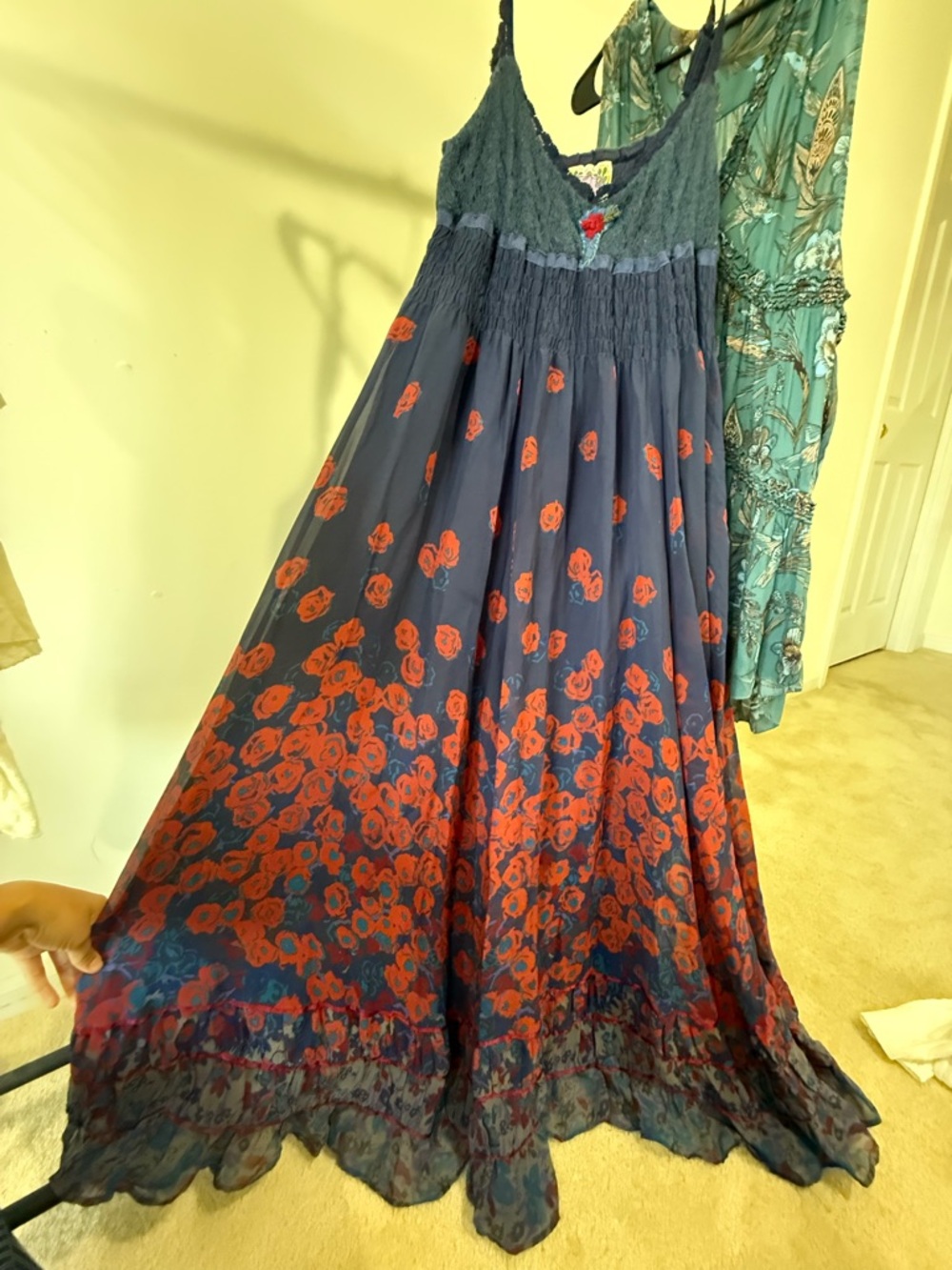 Free People - Falling Flowers Silk dress with wool bodice - Vintage